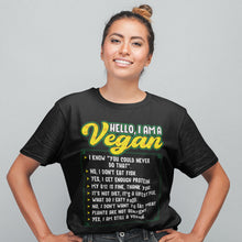 Load image into Gallery viewer, Hello I'm A Vegan | Black Tee Shirt