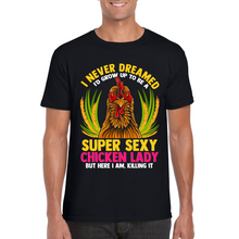 Load image into Gallery viewer, Super Sexy Chicken Lady | Black Tee Shirt